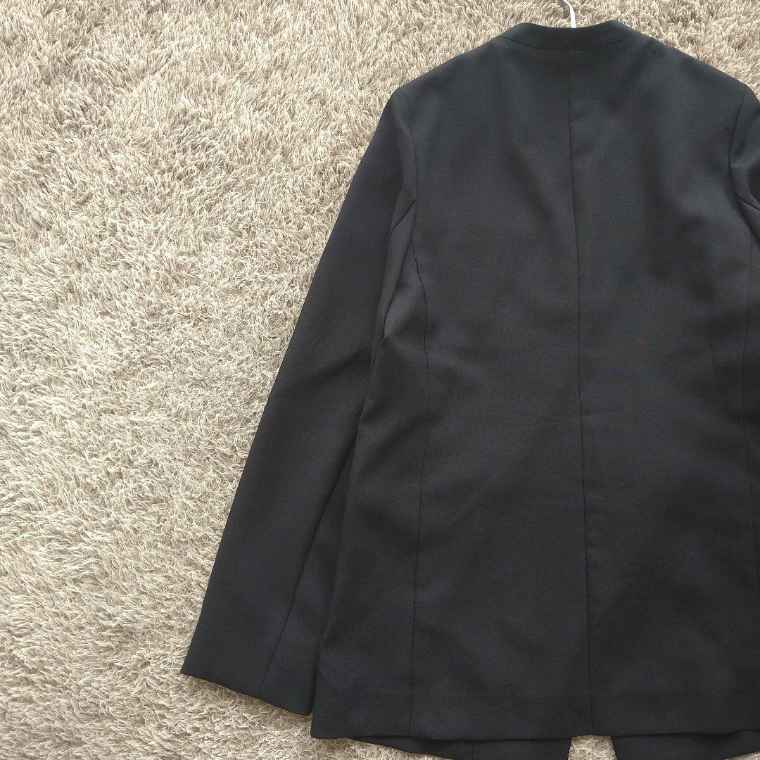 スピックアンドスパン ドライダブルクロスVカラージャケット 36 ノーカラー 紺