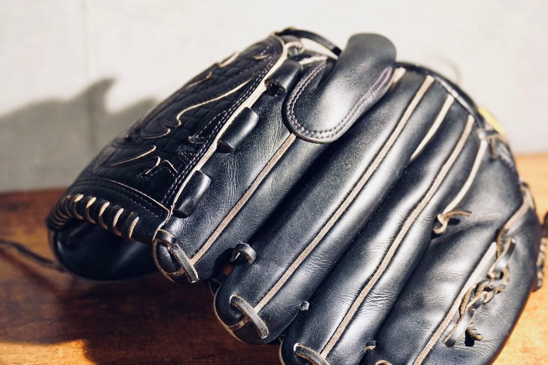 の*り様 ミズノプロ Mizuno Pro 硬式 投手用 グラブ ブラック　波賀