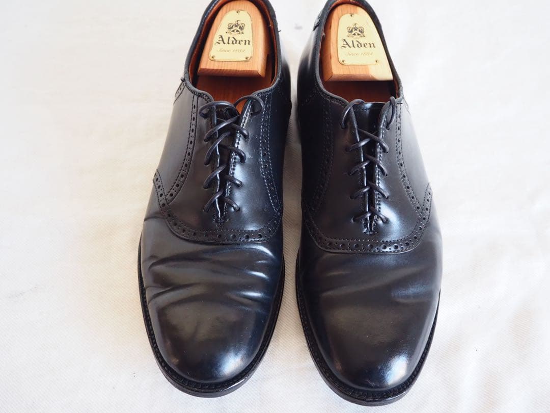 靴 Alden 993 Black Cordovan Saddle Shoes