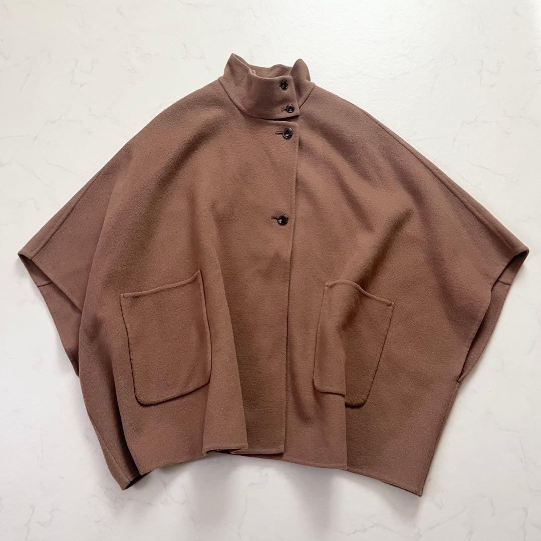 2024 スローブイエナ　スタンドカラーダブルフェイスポンチョ キャメル