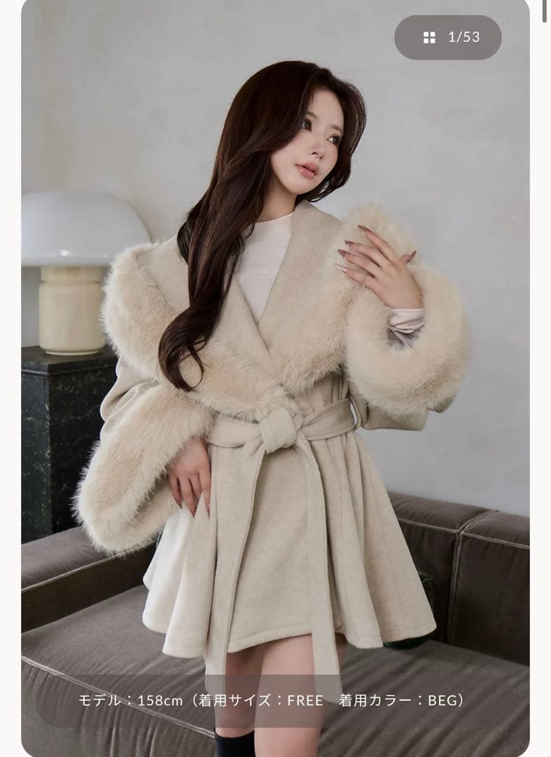 【優美さん専用】ベージュ ファーコート FREEサイズ