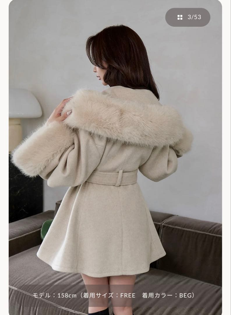 【優美さん専用】ベージュ ファーコート FREEサイズ