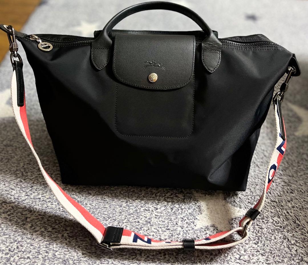 LONGCHAMP ショルダーバッグ 黒　別購入したストラップ込み