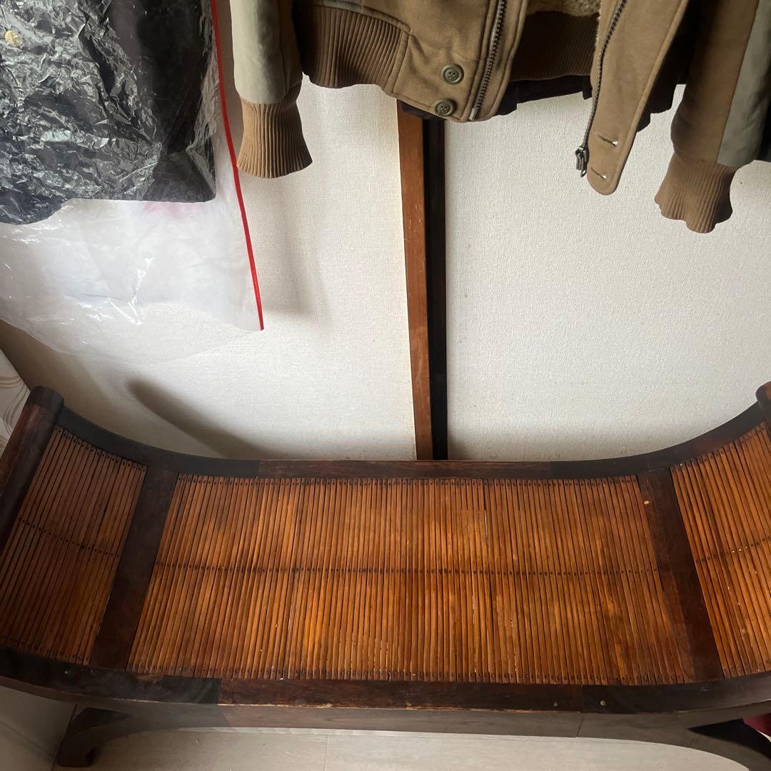 アジアンスタイル 竹製曲線ベンチ