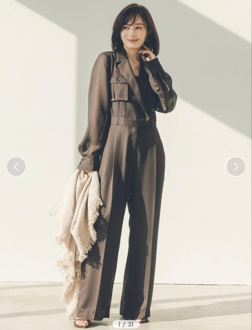 anuans サファリシアーオールインワン 長袖　ブラウン　Sサイズ