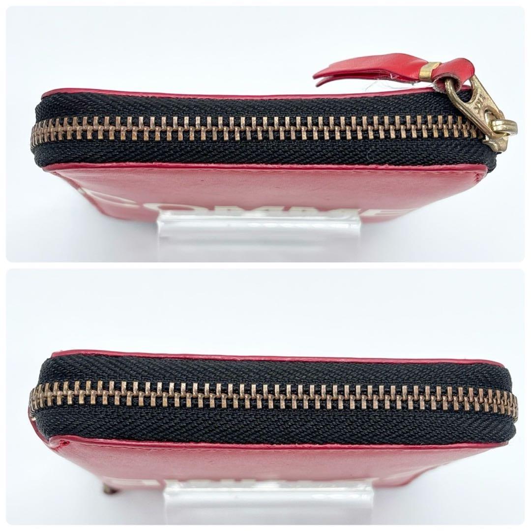 コムデギャルソン　2つ折り財布 ラウンドファスナー HUGE LOGO レッド