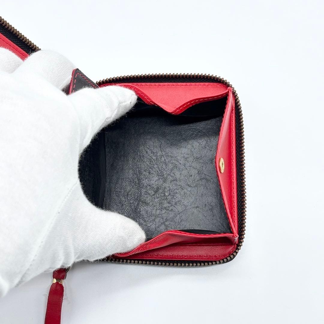 コムデギャルソン　2つ折り財布 ラウンドファスナー HUGE LOGO レッド