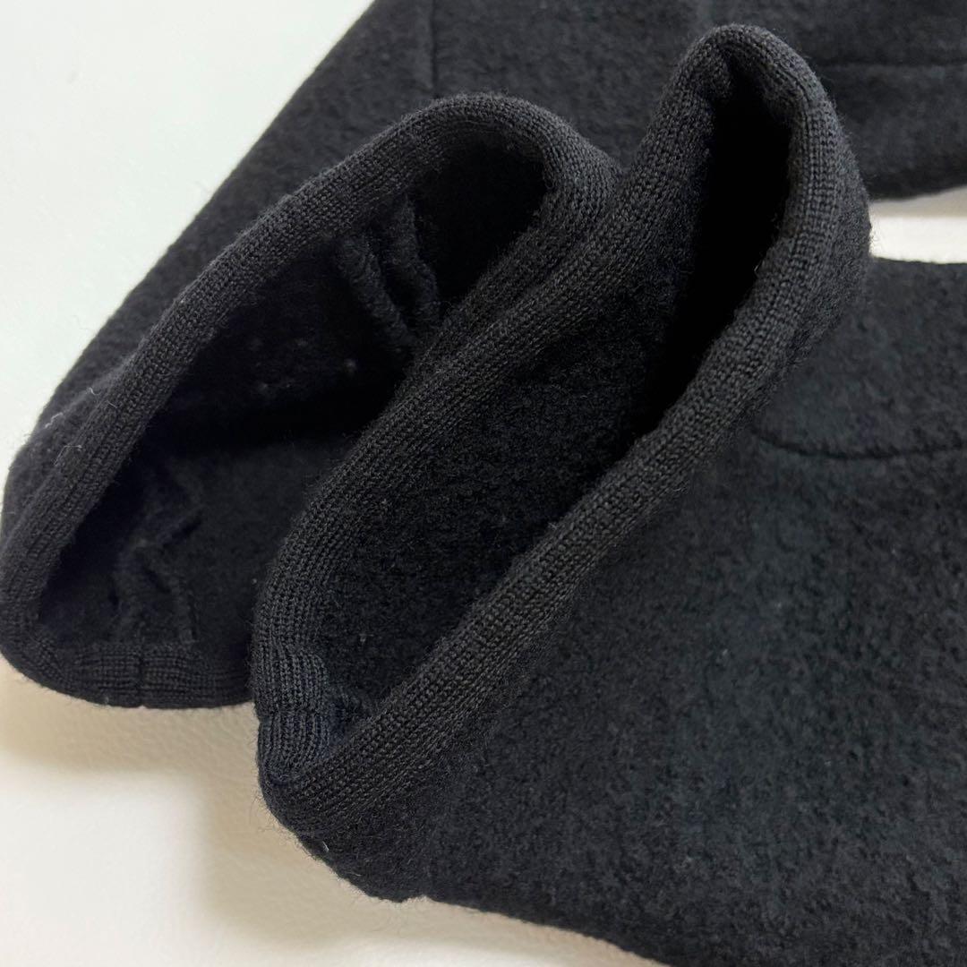 【4XL相当】Papas コートジャケット 銀ボタン ウール 縮絨 ブラック