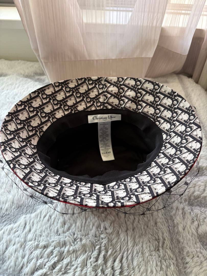 Christian Dior バケットハット 赤黒チェック 58