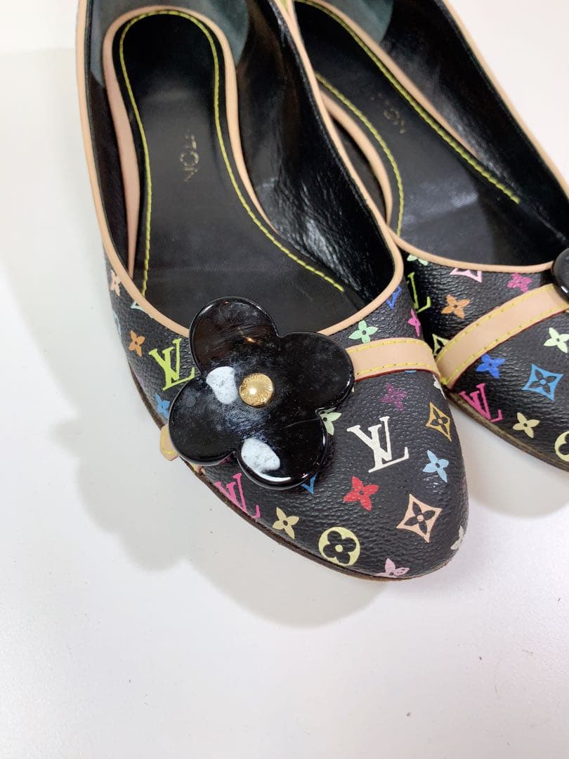 ★ヴィトン モノグラム マルチカラー パンプス フラワー 花 ブラック レザー