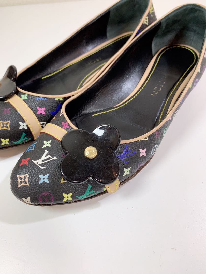 ★ヴィトン モノグラム マルチカラー パンプス フラワー 花 ブラック レザー