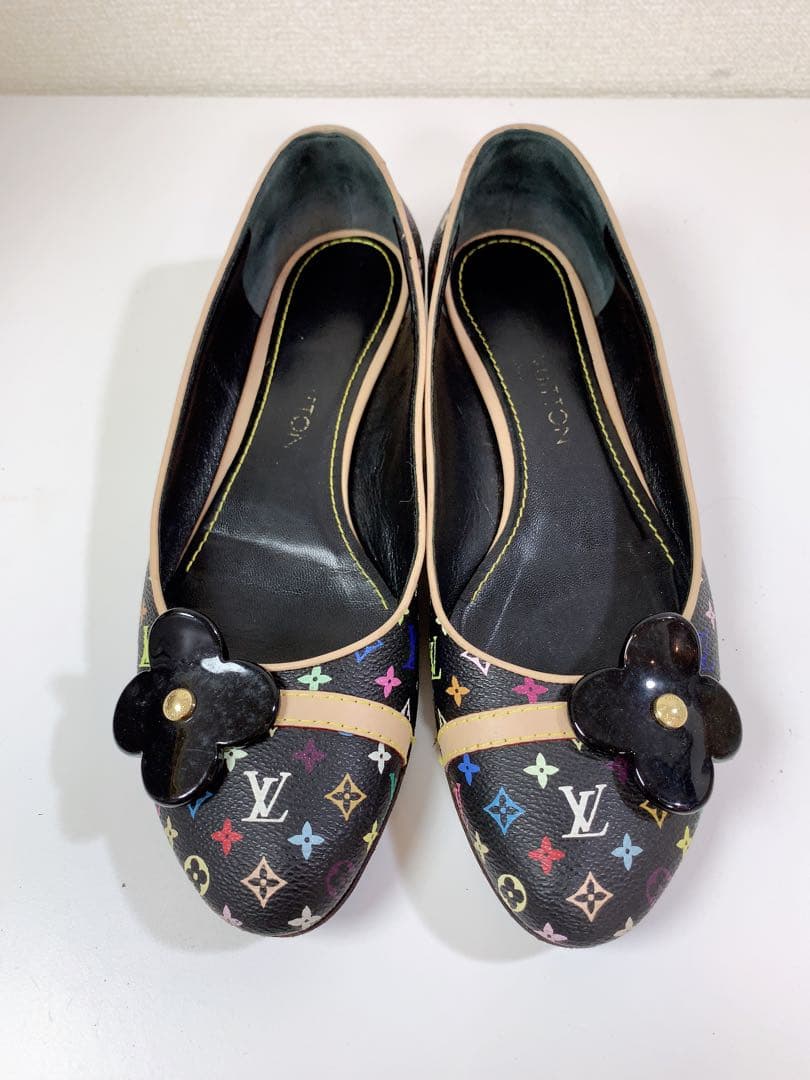 ★ヴィトン モノグラム マルチカラー パンプス フラワー 花 ブラック レザー