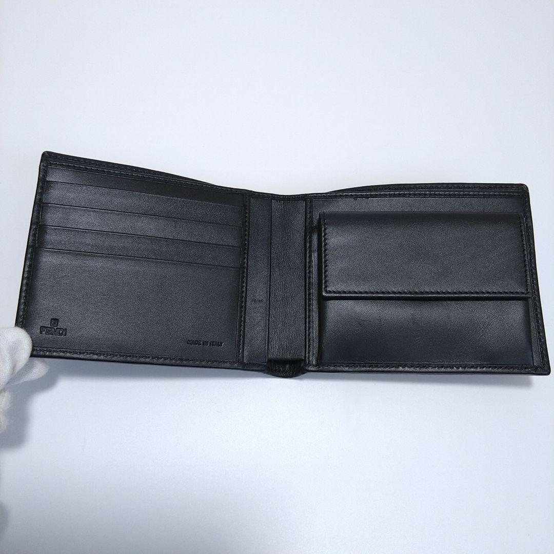 【極美品】FENDI フェンディ 二つ折り財布 FFロゴ ズッカ柄 ブラック