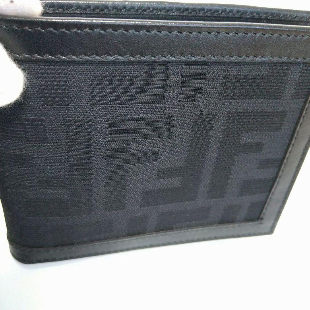 【極美品】FENDI フェンディ 二つ折り財布 FFロゴ ズッカ柄 ブラック