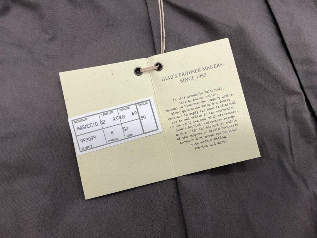 【新品】giab's ARCHIVIO マサッチョ ストレッチ スラックス 50