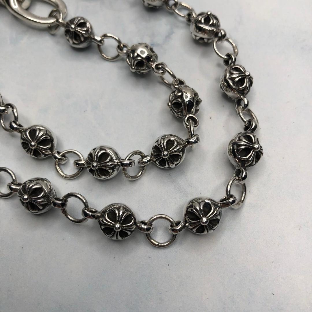 新品　ウォレットチェーン　シルバー925 クロスボール　ナスカン　7　59663