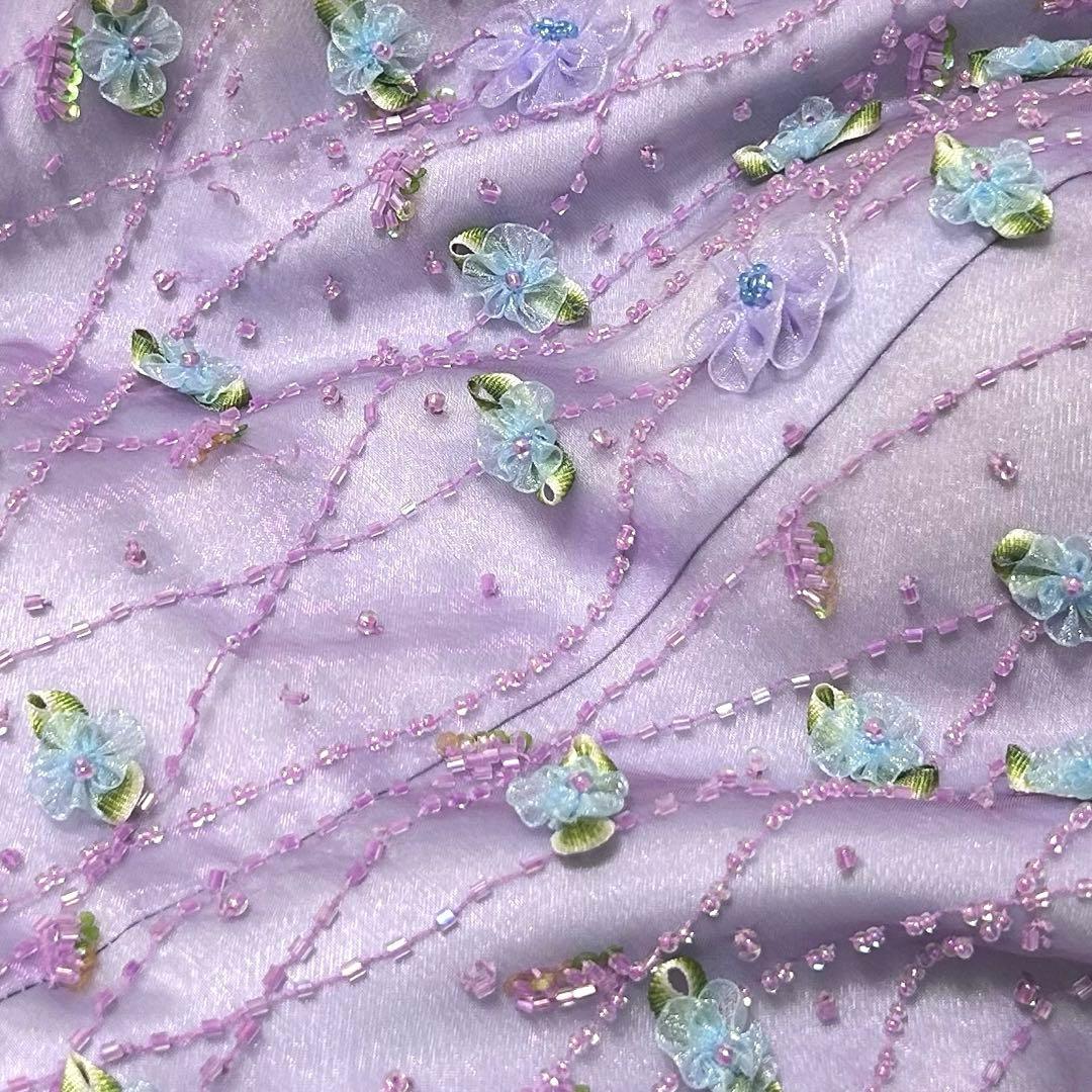 美品✨エメ　カラードレス　ビーズ刺繍　 フラワー　披露宴　演奏会　パーティドレス