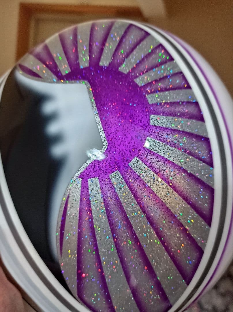 カスタムコルク半　白✘Candyパープル富士日章　七色ラメ