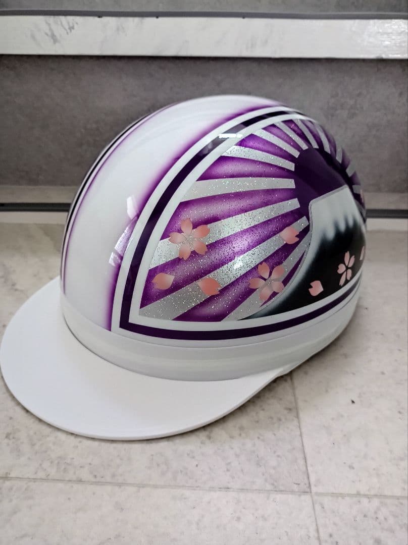 カスタムコルク半　白✘Candyパープル富士日章　七色ラメ