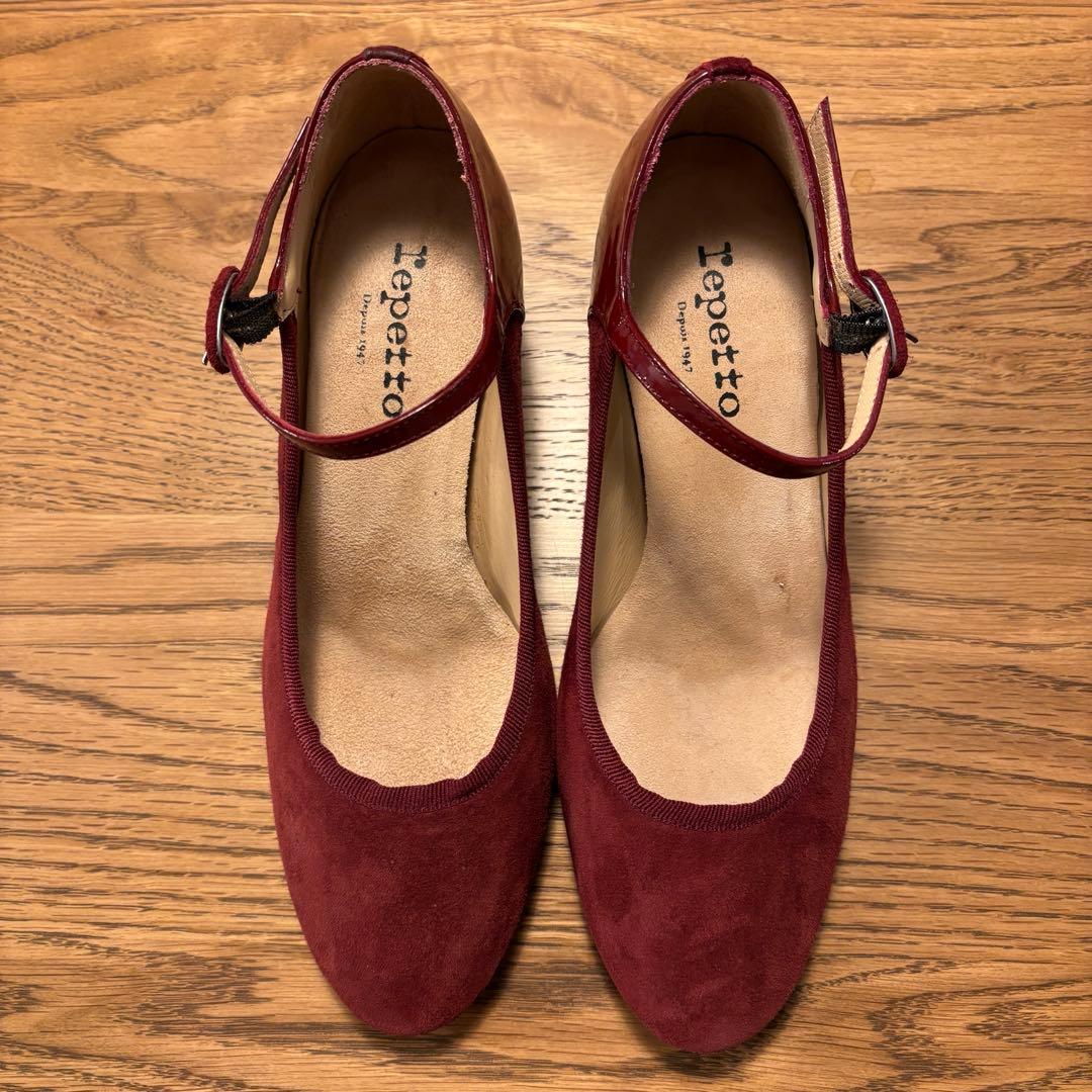 Repetto 赤 アンクルストラップ バレエシューズ