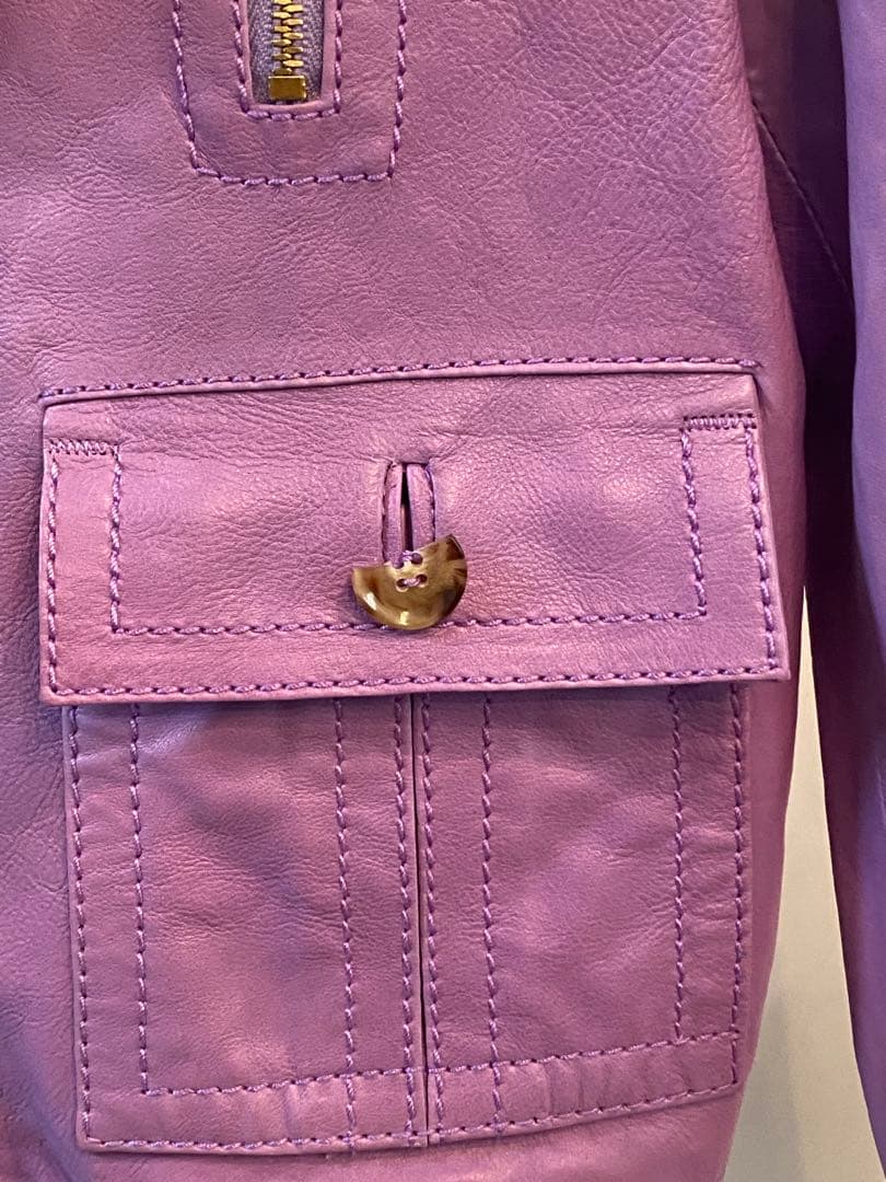 GUCCI キッズ　牛革レザー ジャケット 女児　パープル　110cm kids