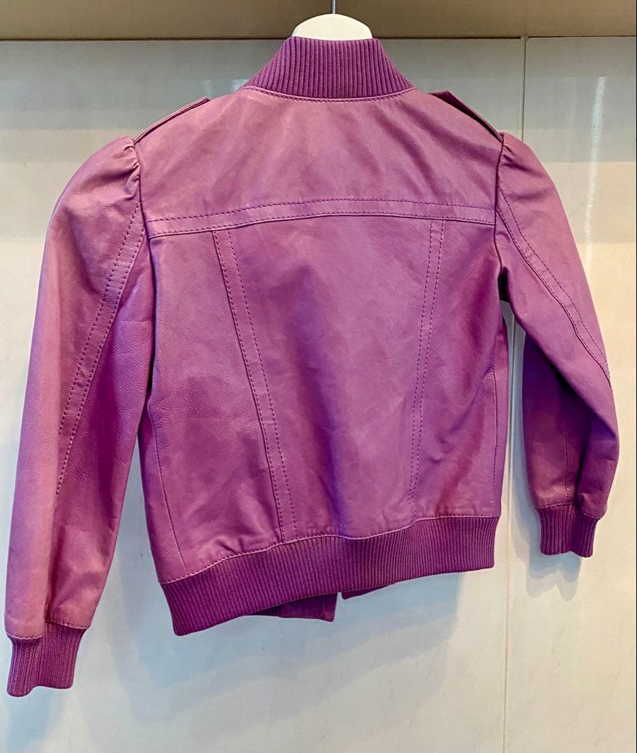 GUCCI キッズ　牛革レザー ジャケット 女児　パープル　110cm kids