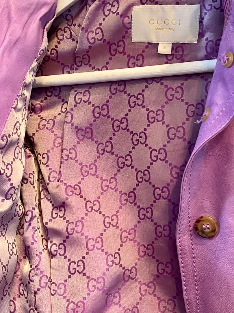 GUCCI キッズ　牛革レザー ジャケット 女児　パープル　110cm kids