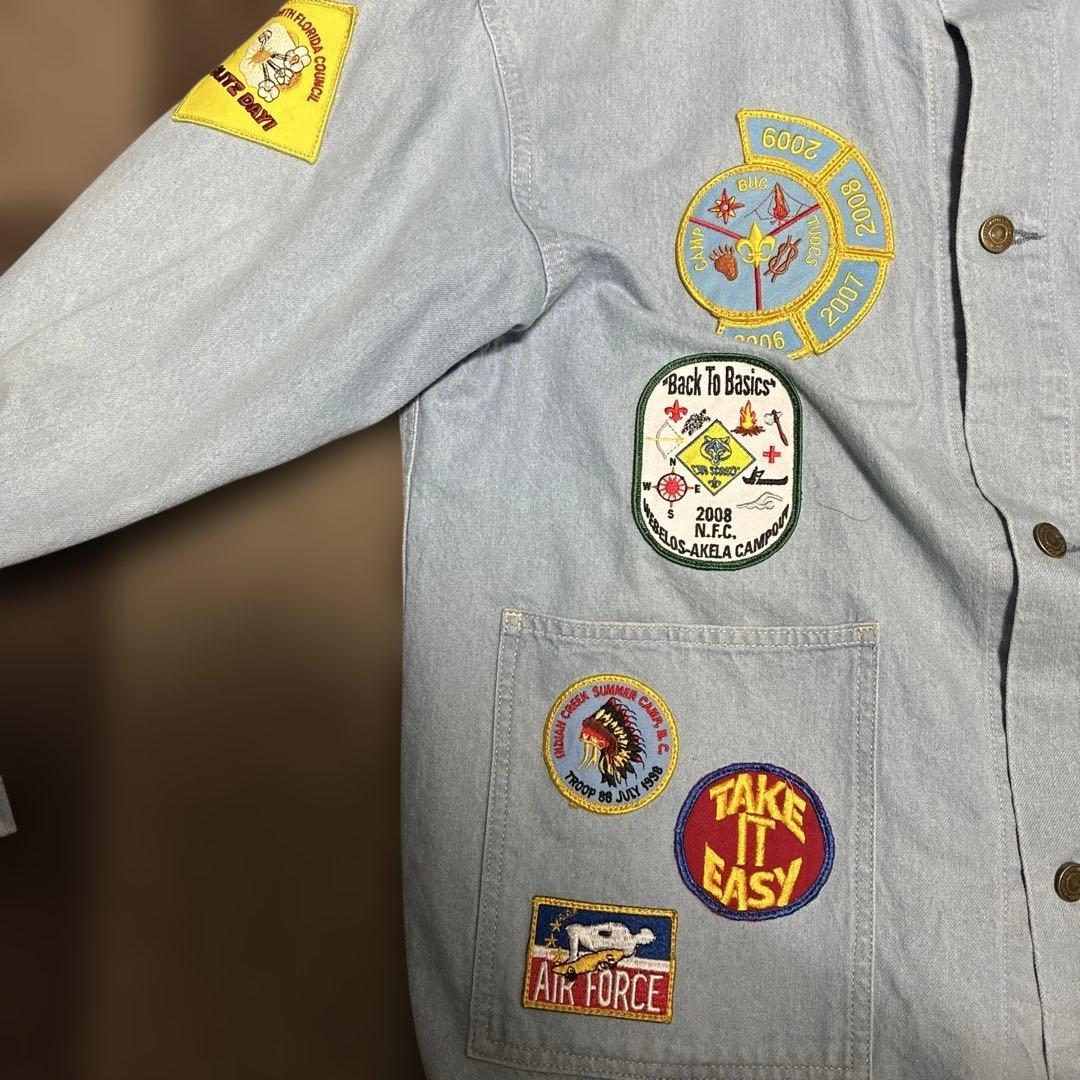 デニムカバーオール　ワッペン付き