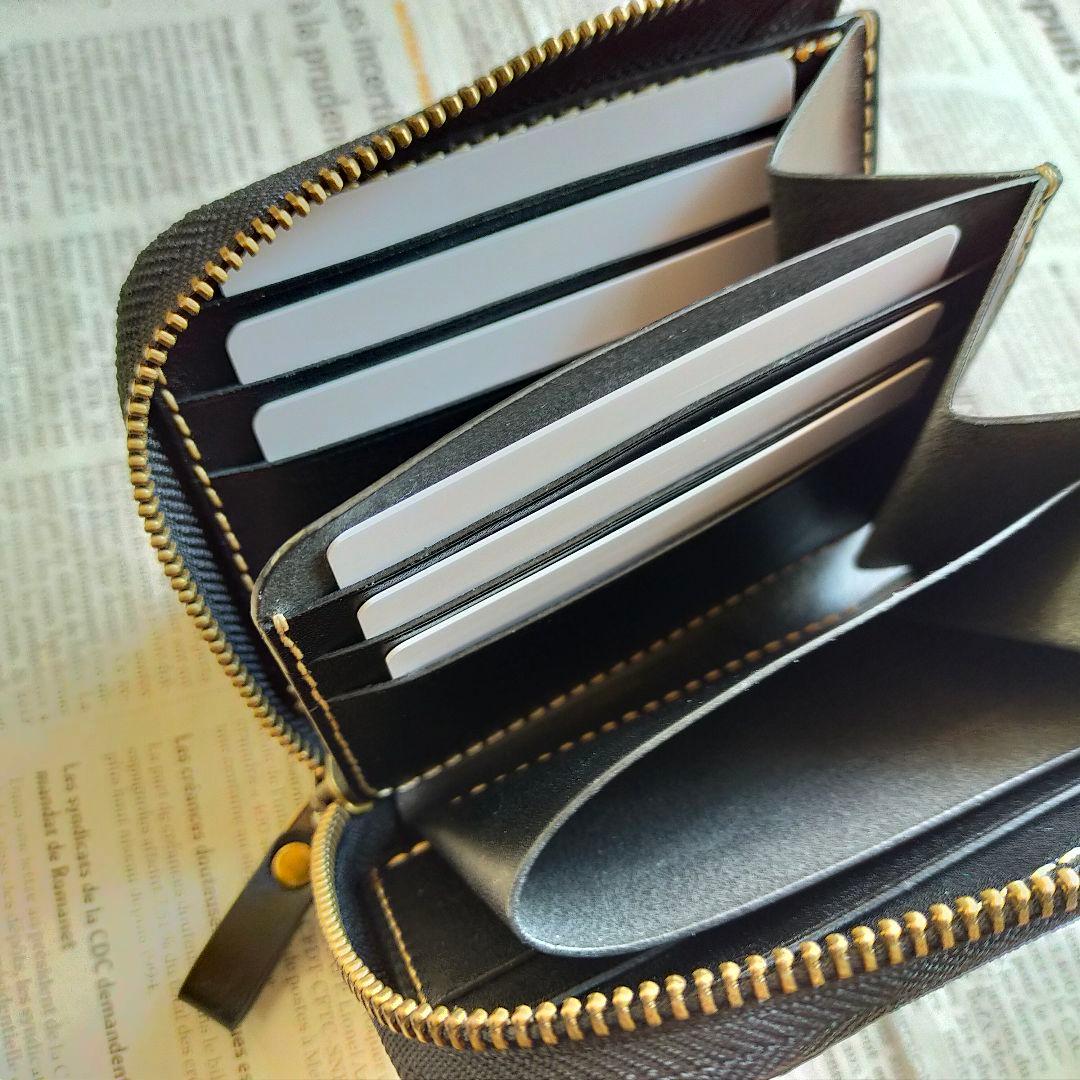 【わわ】栃木レザー　Ｌ字ファスナーウォレット　カードポケット増量