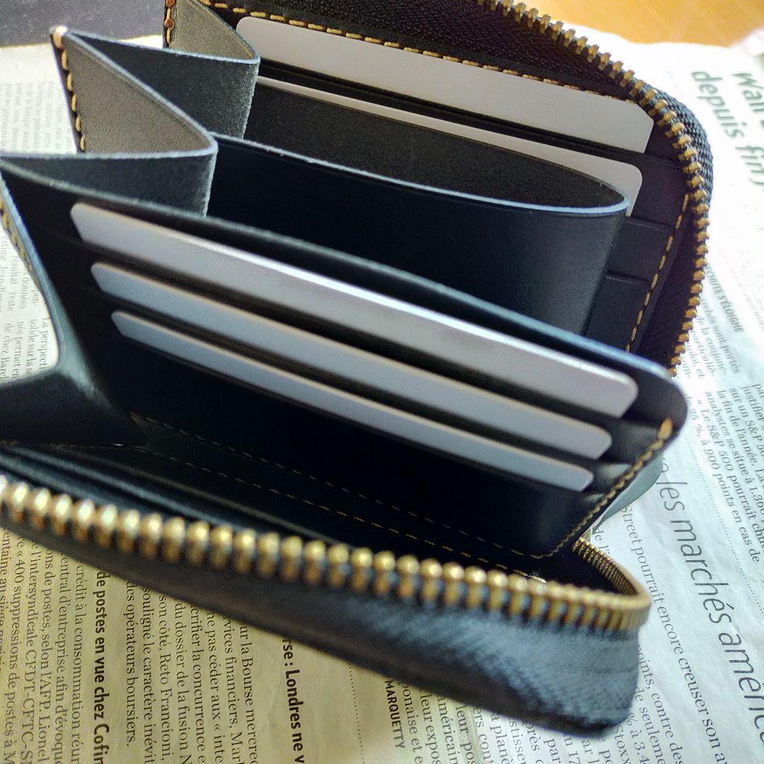 【わわ】栃木レザー　Ｌ字ファスナーウォレット　カードポケット増量