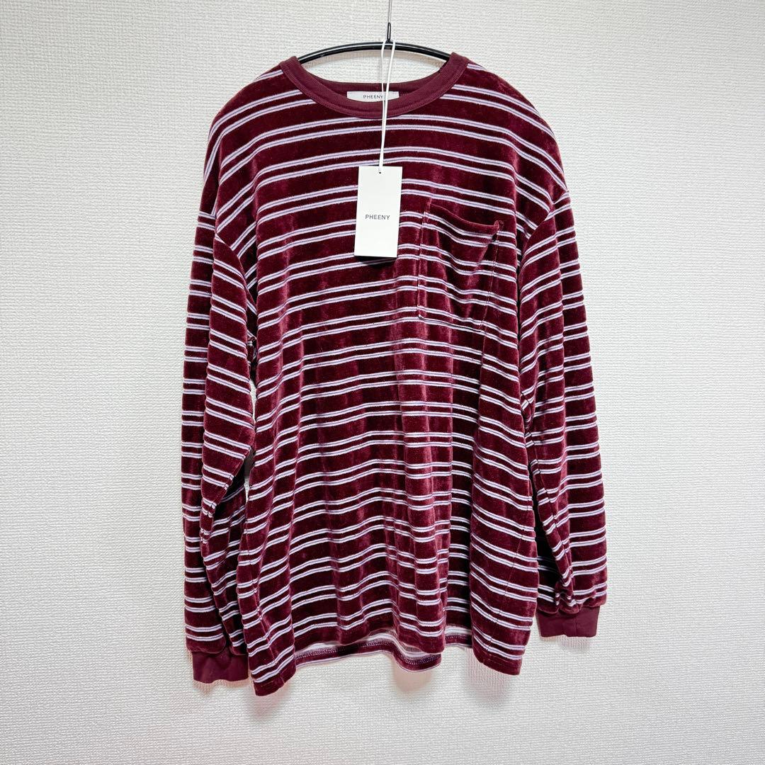 トップス pheeny 2025Velvet border L/S - burgundy