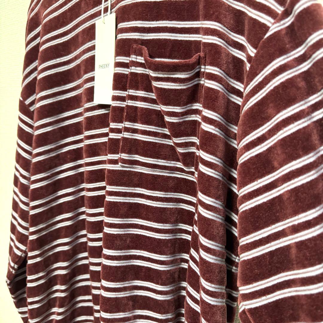 トップス pheeny 2025Velvet border L/S - burgundy