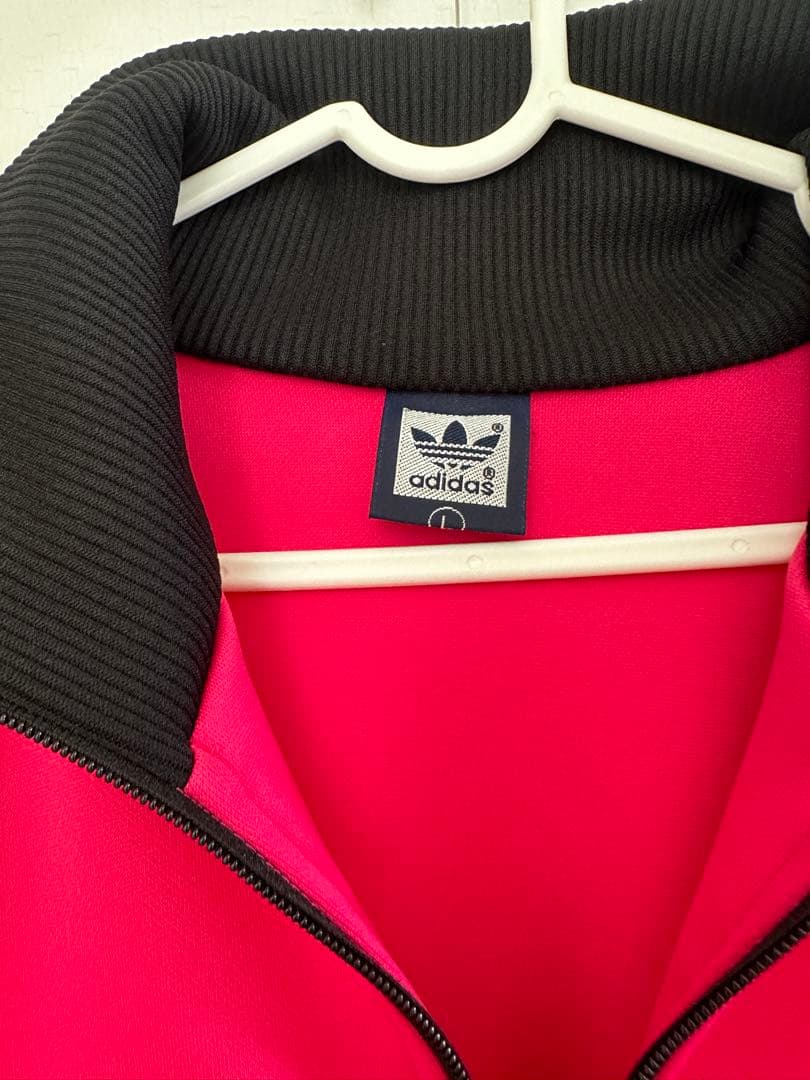 激レア　80S アディダス トラックジャケット 刺繍ロゴ ピンク ブラック L