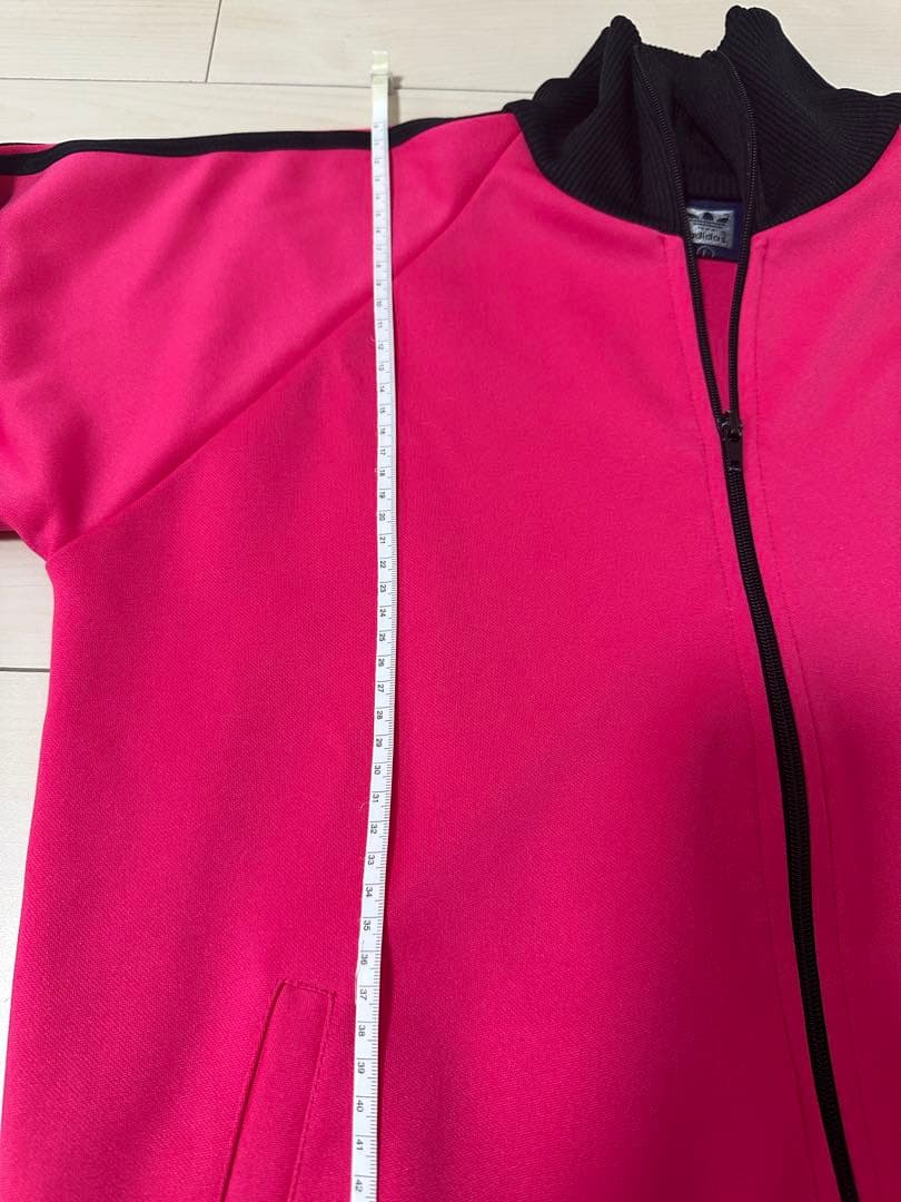 激レア　80S アディダス トラックジャケット 刺繍ロゴ ピンク ブラック L