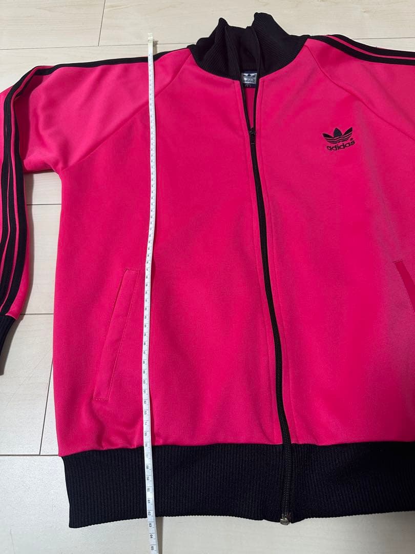 激レア　80S アディダス トラックジャケット 刺繍ロゴ ピンク ブラック L