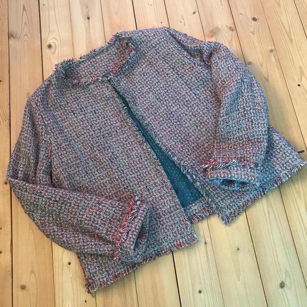 45R ミックスツイードノーカラージャケット