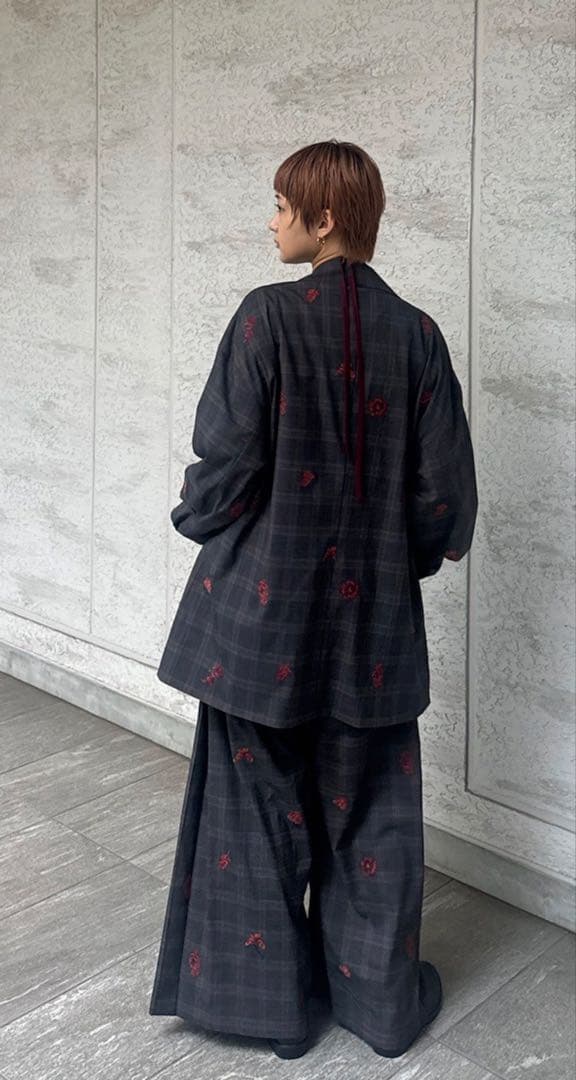 Ameri VINTAGE CHECK FLOWER PAPA JACKET 赤