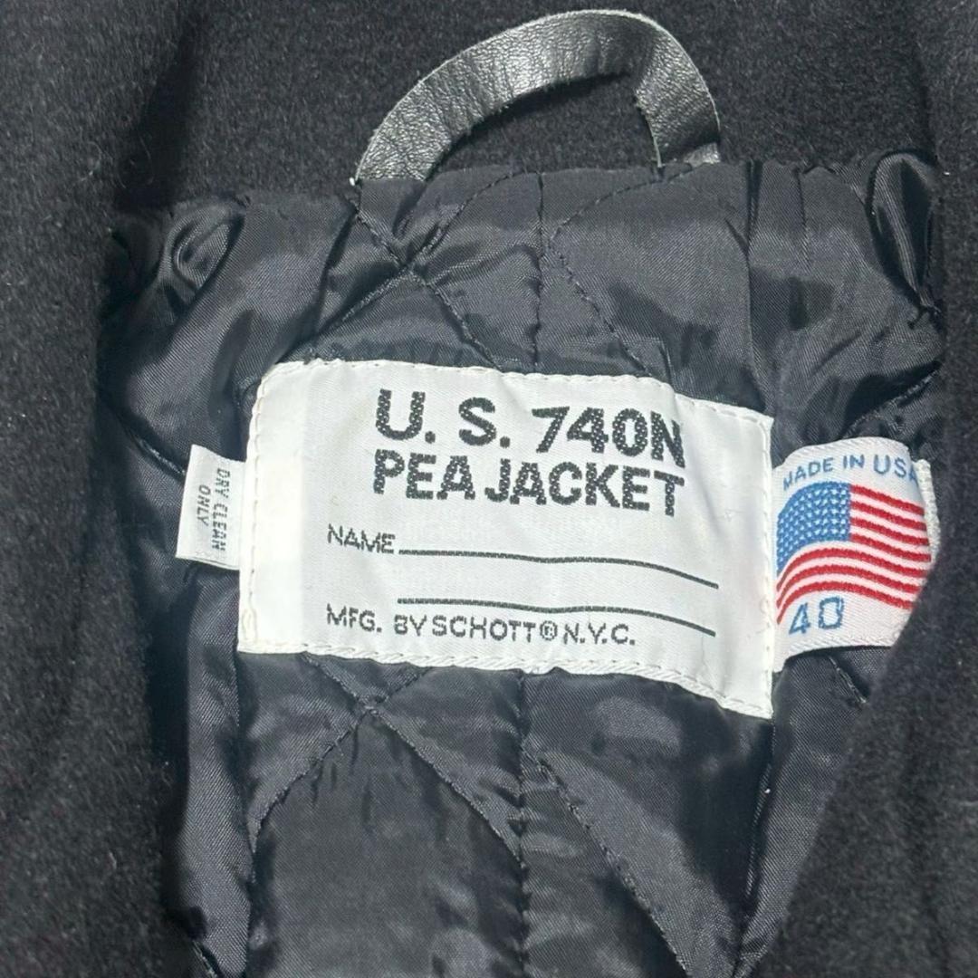 美品 Lサイズ ショット ピーコート キルティング USA製 ウール ブラック
