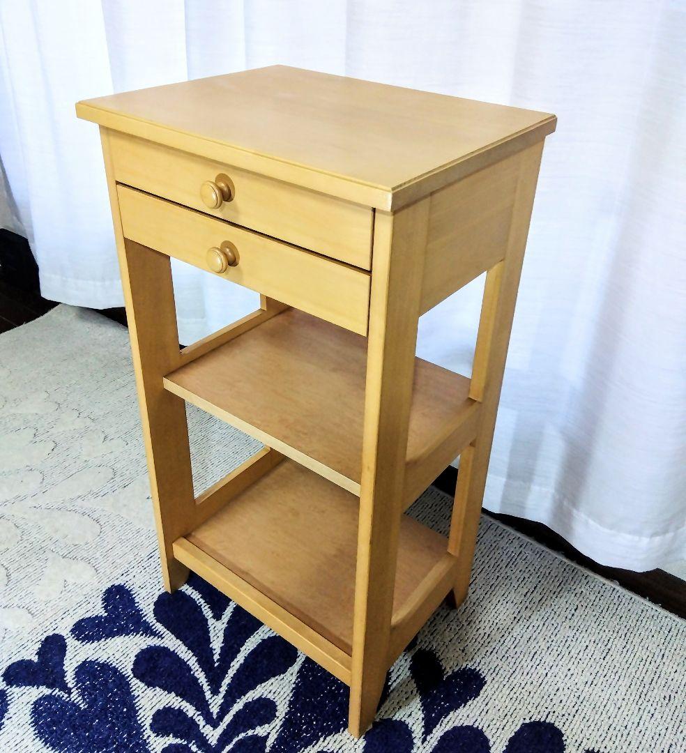 ナチュラルウッド サイドテーブル　サイドキャビネット　ナイトテーブル