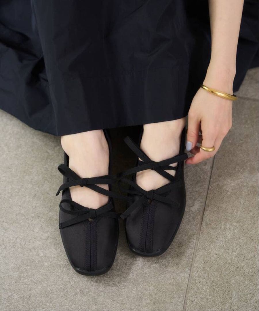 新品未使用 LE TALON Lダブルリボンバレリーナ ブラック 23.5