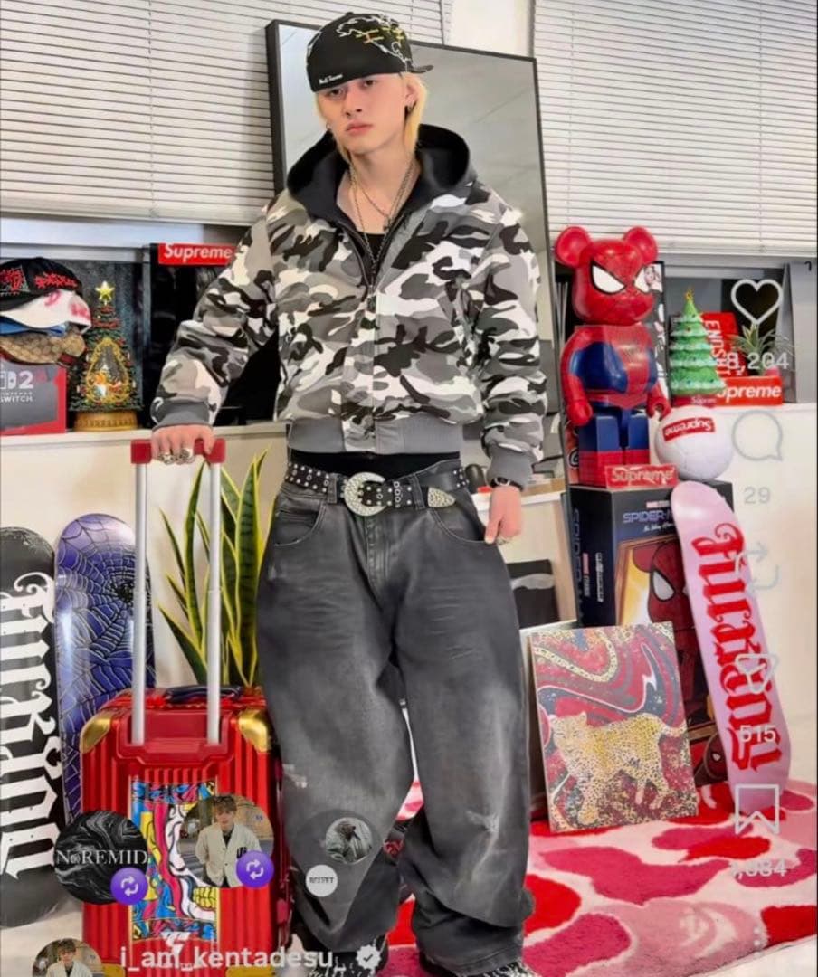 Belvet Camo Reversible MA-1 Jacket グレー