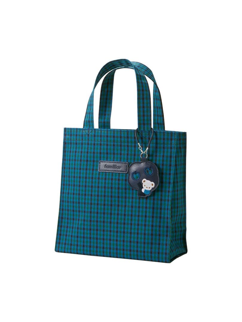 ファミリア トートバッグ familiar チェック 青 小 XB ブルー