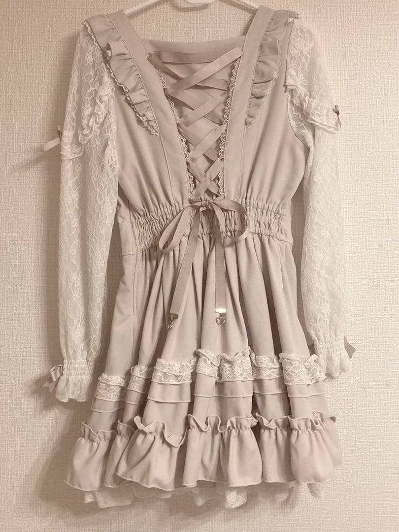 【LIZLISA】ティアラリボンティアードワンピース ピンク