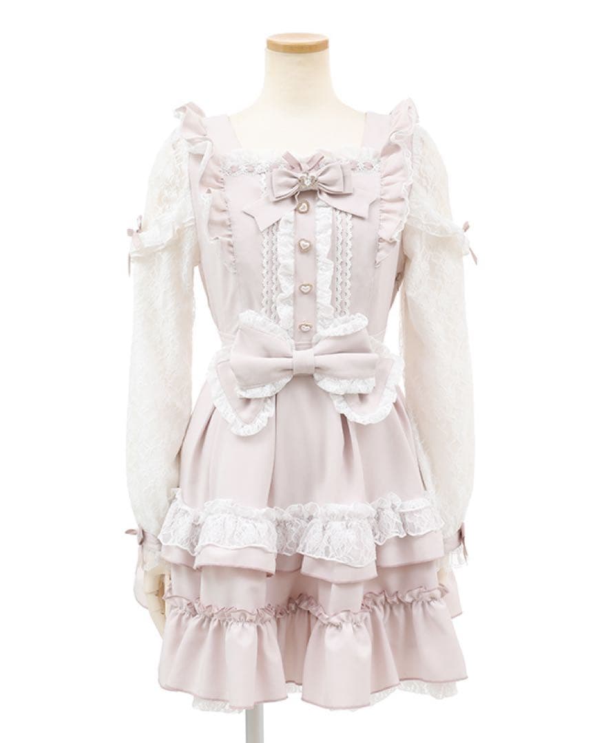 【LIZLISA】ティアラリボンティアードワンピース ピンク