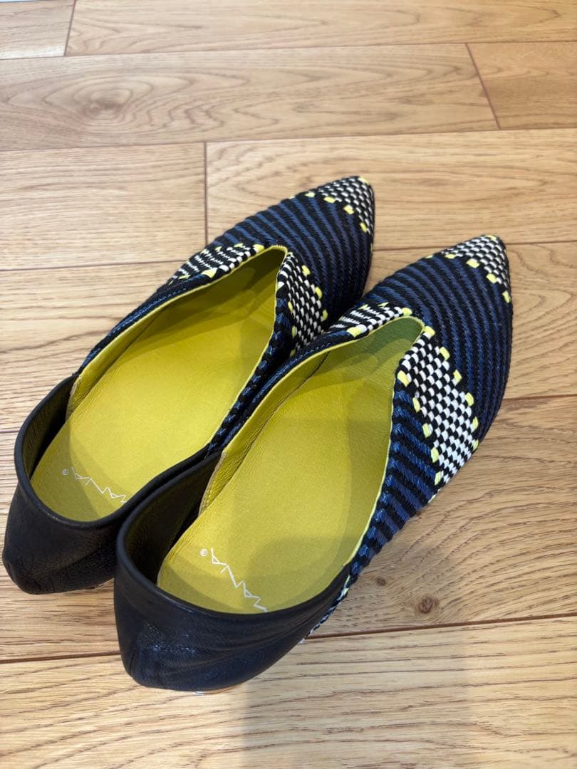 MANA / マナ、フラットシューズ、ネイビー×イエロー、36/23cm