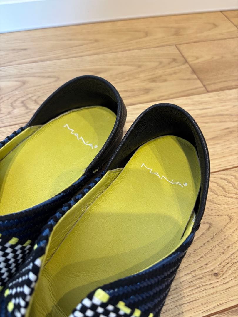 MANA / マナ、フラットシューズ、ネイビー×イエロー、36/23cm