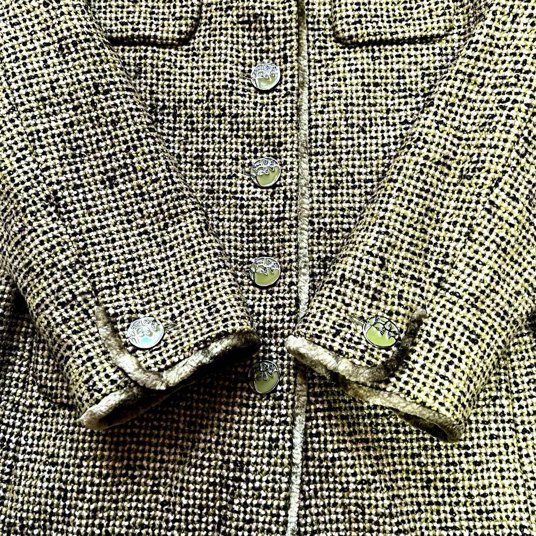 美品 MOSCHINO ツイード ロングコート 42サイズ イタリア製