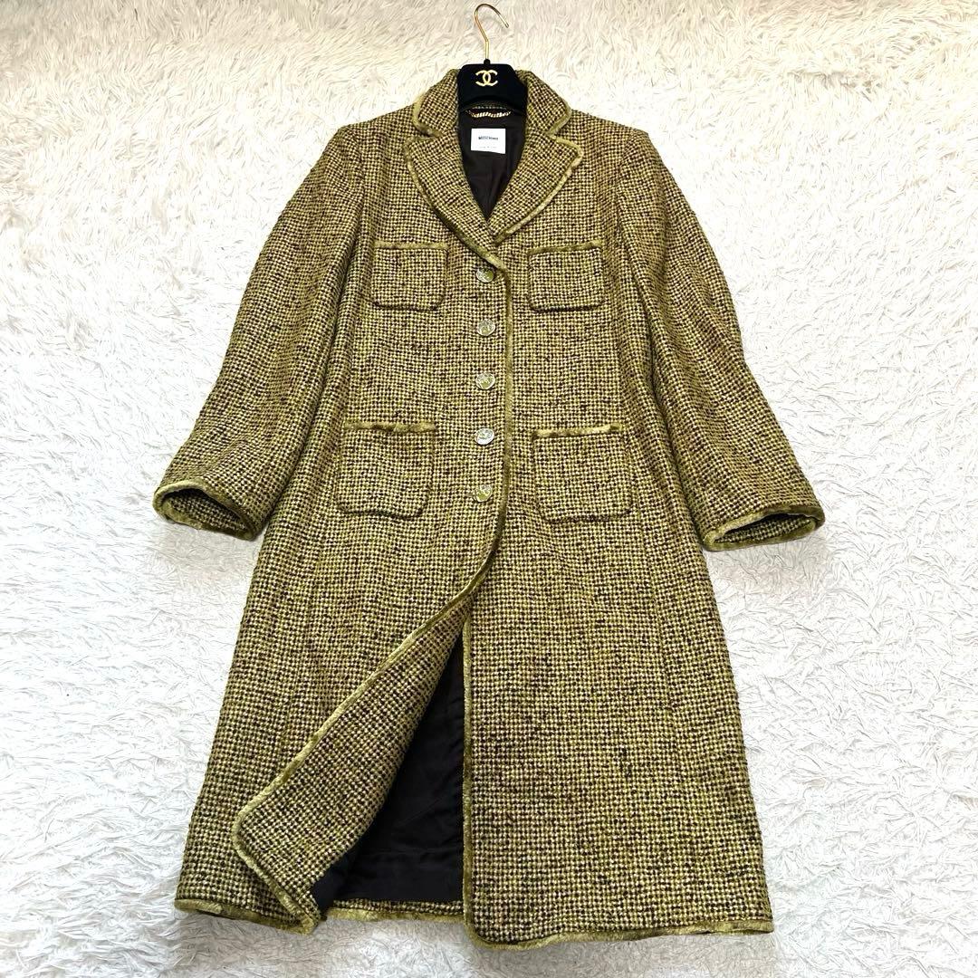 美品 MOSCHINO ツイード ロングコート 42サイズ イタリア製