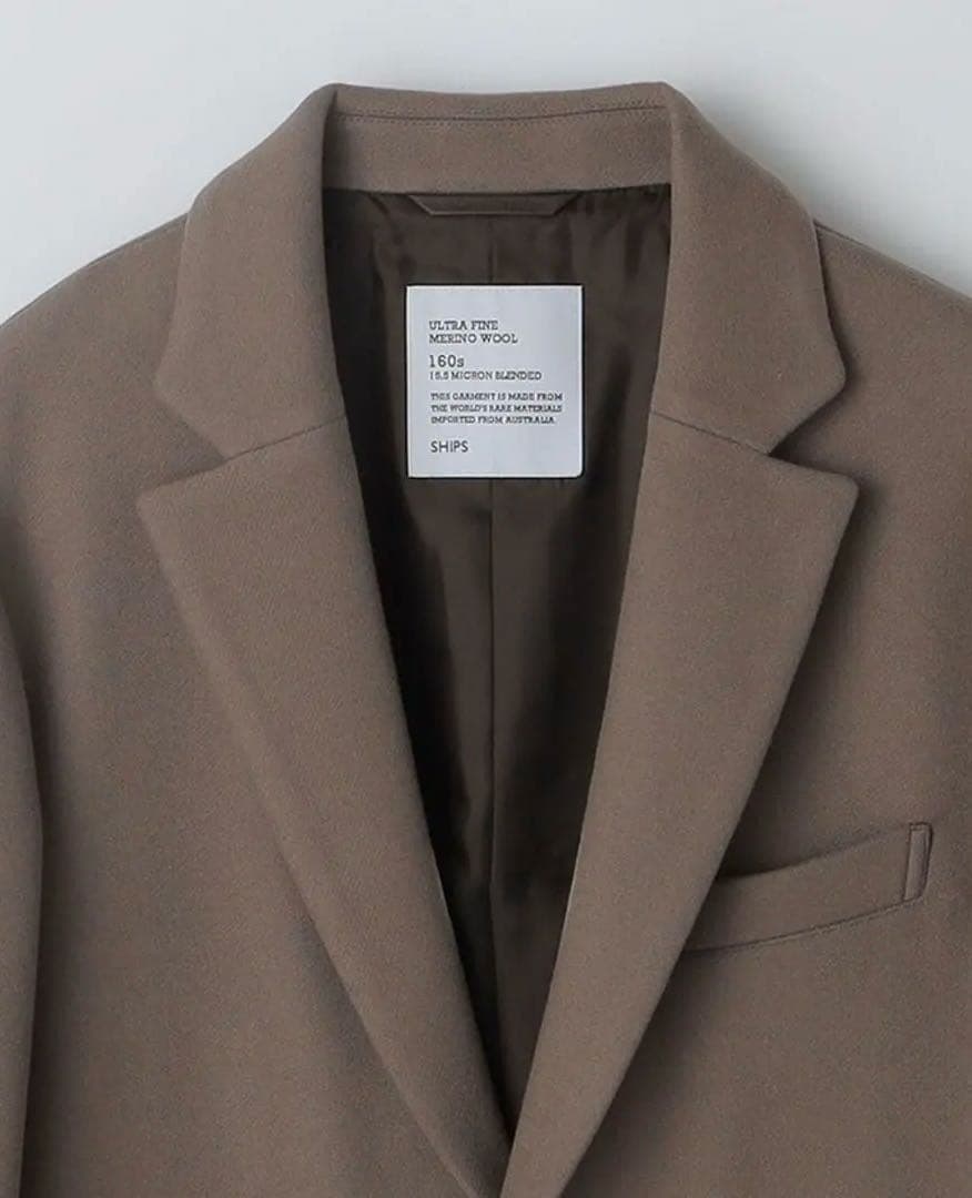 ships シップス スーパー160’S メリノウールメルトン チェスターコート