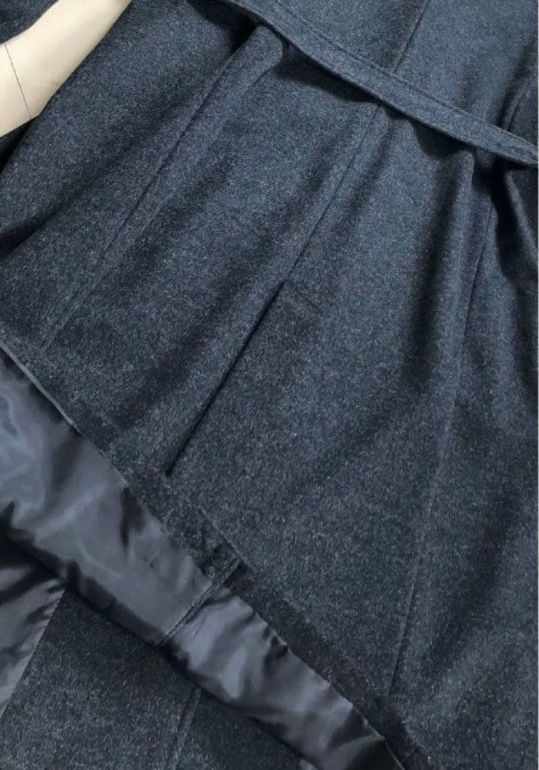 ☆未使用☆ ウエストベルト ロングコート カシミヤ混 大きめサイズ 3L グレー